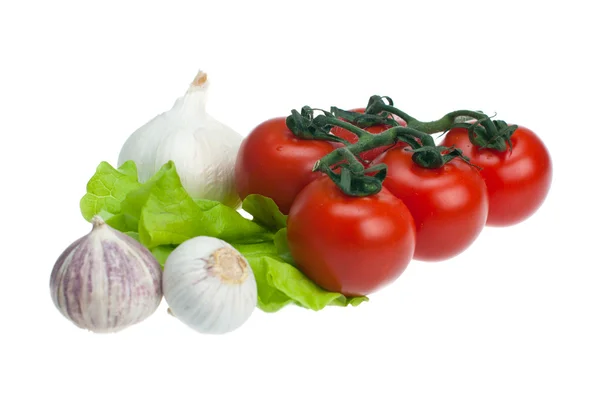 Tomatoes, garlic, lettuce — Stockfoto