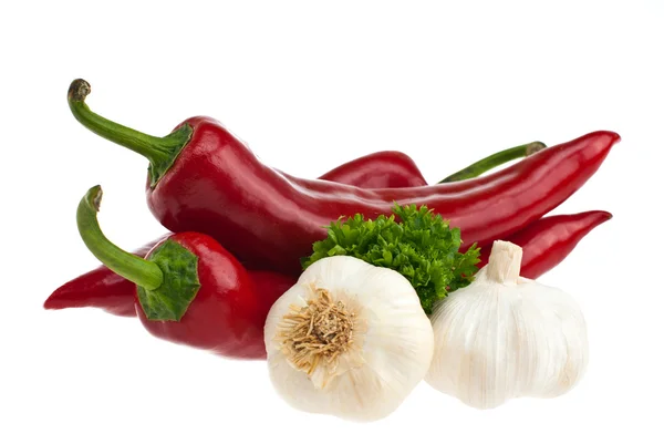 Peppers, garlic, parsley. — Stock Photo, Image