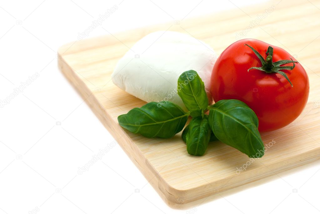 Mozzarella, basil, tomato