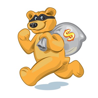 Bear with a bag of money clipart