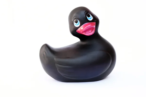 Black rubber duck — Stock Photo, Image