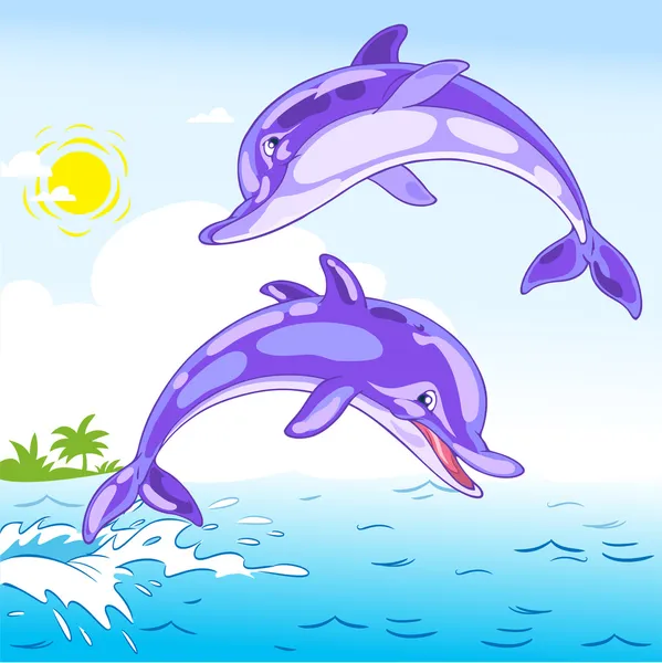 Lustige Delfine — Stockvektor