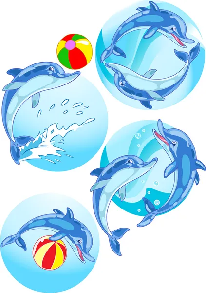 海豚玩球 — 图库矢量图片
