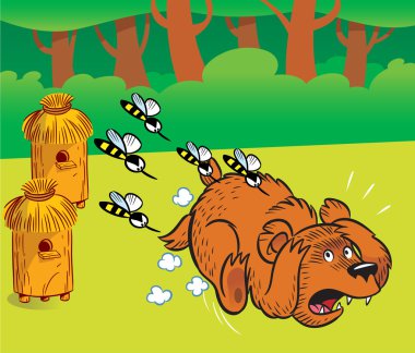 Bear in the apiary clipart