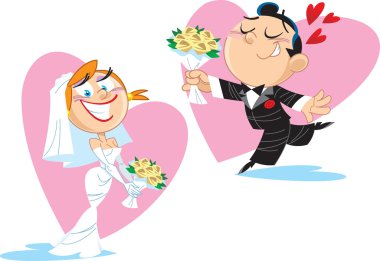 Funny bride and groom clipart