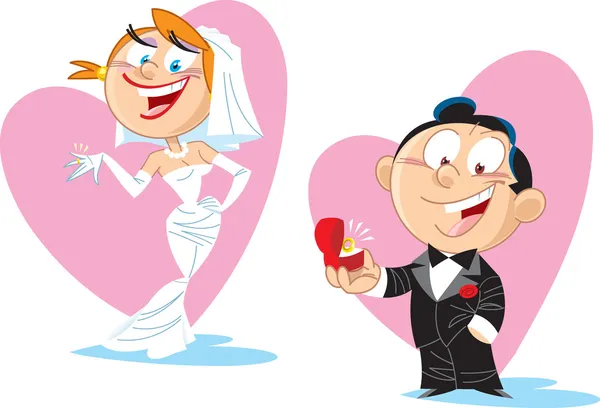 Cartoon bride and groom — Stock Vector