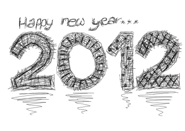 Szczęśliwego nowego roku 2012 - ołówek ilustracja — Wektor stockowy