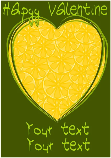 Corazón de limones - ilustración — Archivo Imágenes Vectoriales