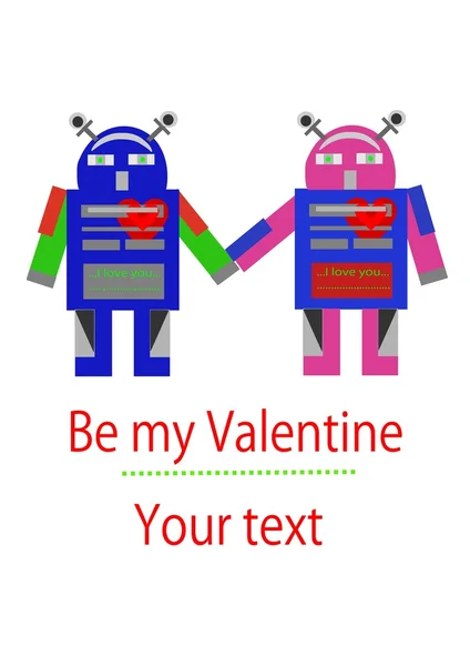Aşk iki robot — Stok Vektör