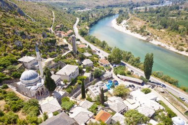 Hava görünümünü - Pocitelj'i, Bosna-Hersek.