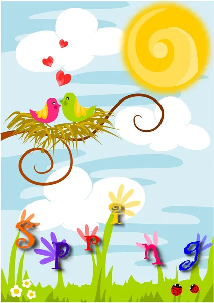 Spring time, love in the air. — Stock Vector