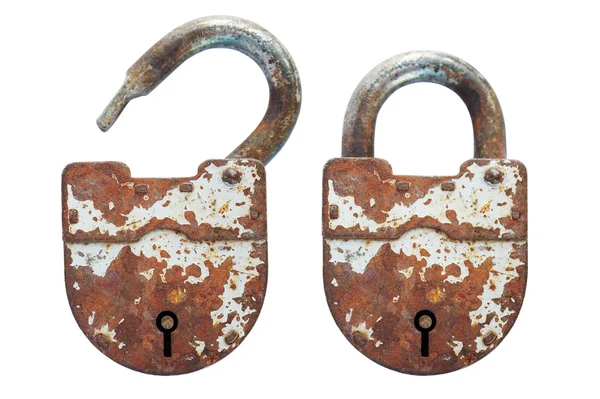 Aprire e chiudere una vecchia serratura arrugginita — Foto Stock