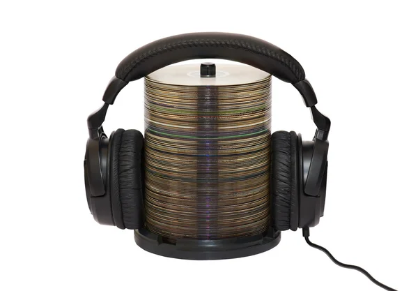 Kulaklıklar ve CD 'ler — Stok fotoğraf