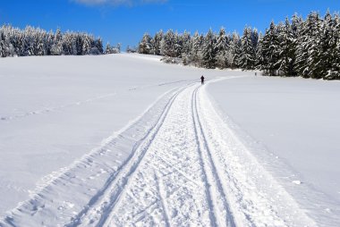 kış manzara manzara ile değiştirilmiş Sürüü kayak yolu