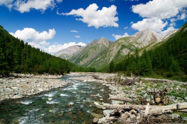 Sumak river - sayan mountains - russia clipart