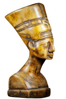 beyaz zemin üzerine Kraliçe nefertiti büstü