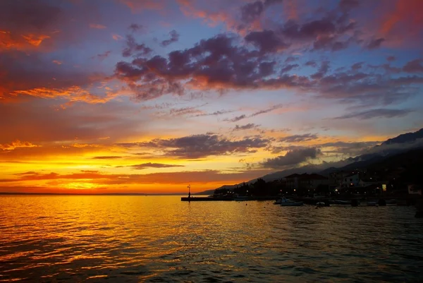 Günbatımı deniz seviyesinden - Hırvatistan — Stok fotoğraf