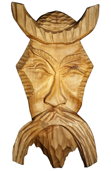 stock image Wooden face from papua on white background