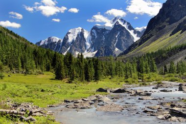 Savlo szavlo valley and rock face - altai mountains russia clipart