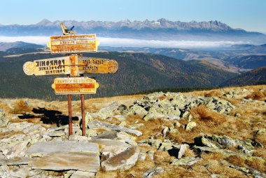 Guidepost in Tatra national park clipart