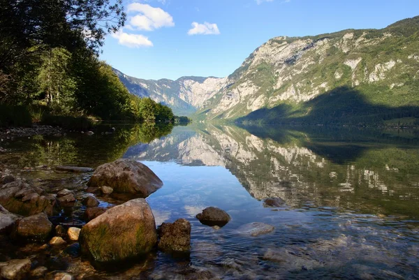 Jezioro Bohinj w Parku Narodowym Triglav Słowenia — Zdjęcie stockowe