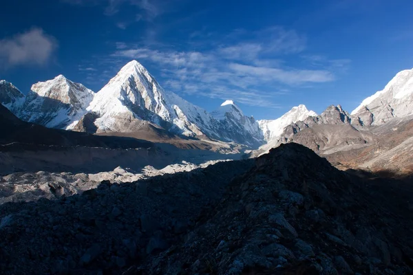 昆布谷、 昆布冰川和 pumo ri 峰-尼泊尔 — 图库照片