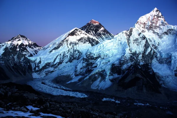 stock image Nightly view of Everest and Nuptse from Kala Patthar