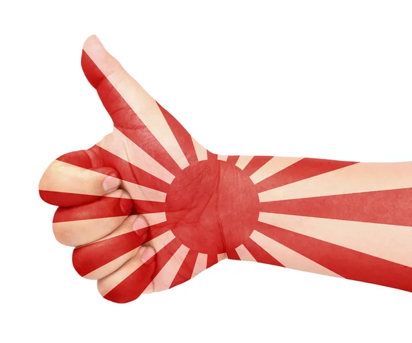 Прапор Японії на великий палець вгору жестом як значок — стокове фото