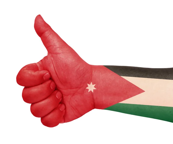 Vlajka Jordánska na palec nahoru gesto jako ikonu — Stock fotografie