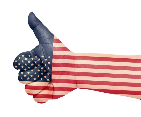 Drapeau des États-Unis sur le pouce geste comme une icône — Photo