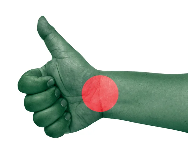 방글라데시의 깃발 아이콘 같은 제스처를 엄지손가락에 — 스톡 사진