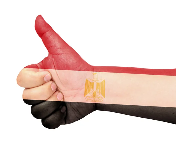 Bandera de Egipto en el pulgar hacia arriba gesto como icono —  Fotos de Stock