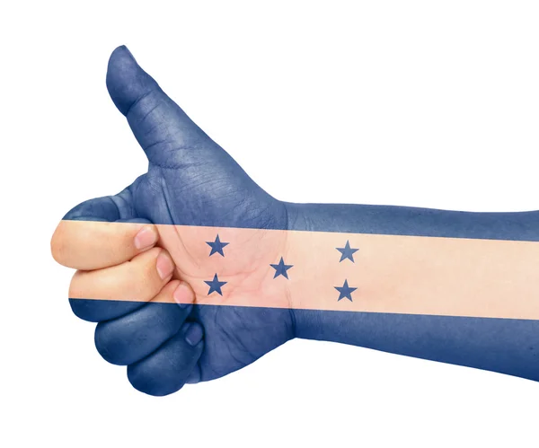 Honduras vlajka na palec nahoru gesto jako ikonu — Stock fotografie