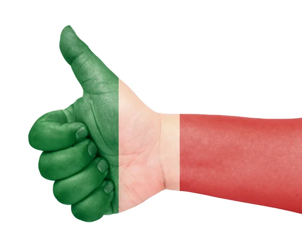 Vlajka Itálie na palec nahoru gesto jako ikonu — Stock fotografie