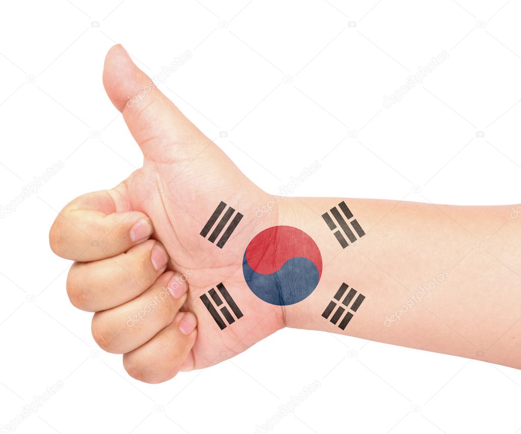 South Korea flag on thumb up gesture like icon Stock Photo by ©prapass ...