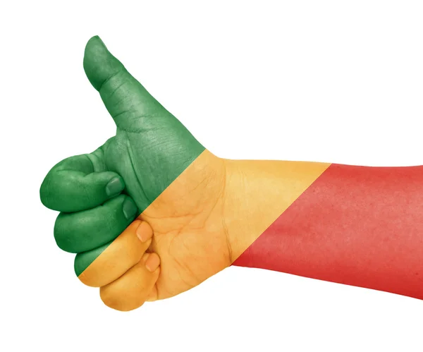 Флаг Конго на большом пальце вверх жест, как икона — стоковое фото