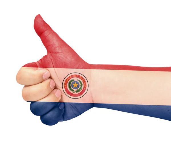 Vlajka Paraguaye na palec nahoru gesto jako ikonu — Stock fotografie