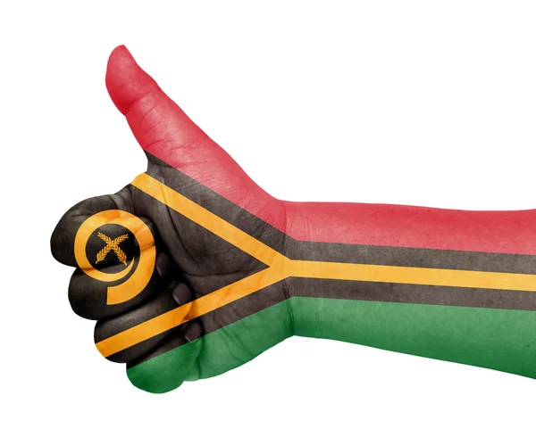 Vanuatus flagga på tummen upp gest som ikon — Stockfoto