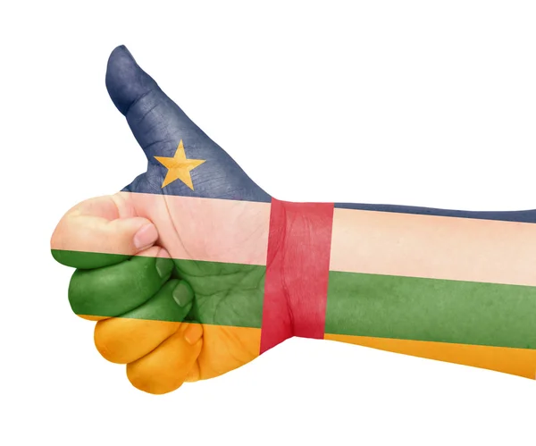 Central African flag on thumb up gesture like icon — Stock Photo, Image