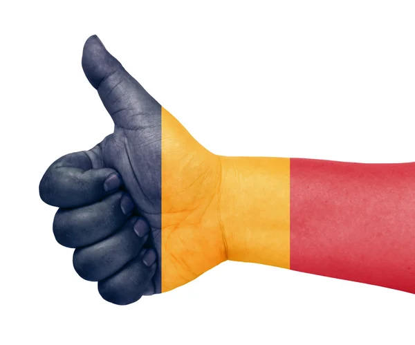 Tchads flagga på tummen upp gest som ikon — Stockfoto