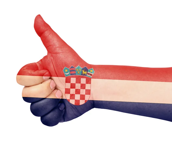Croazia bandiera sul pollice in su gesto come icona — Foto Stock