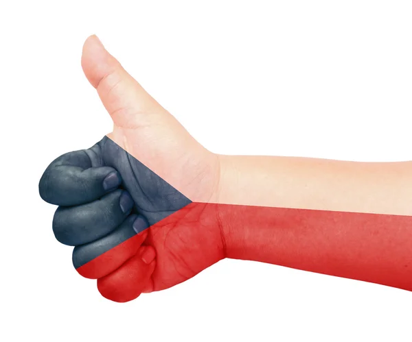 Τσεχική σημαία για τον αντίχειρα επάνω χειρονομία σαν εικονίδιο — Φωτογραφία Αρχείου