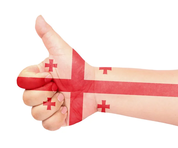 Flaga Gruzji na kciuk gest jak ikona — Zdjęcie stockowe