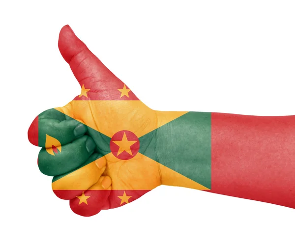 Grenada bandeira no polegar até gesto como ícone — Fotografia de Stock