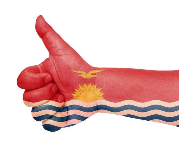 Bandera Kiribati en el pulgar hacia arriba gesto como icono —  Fotos de Stock