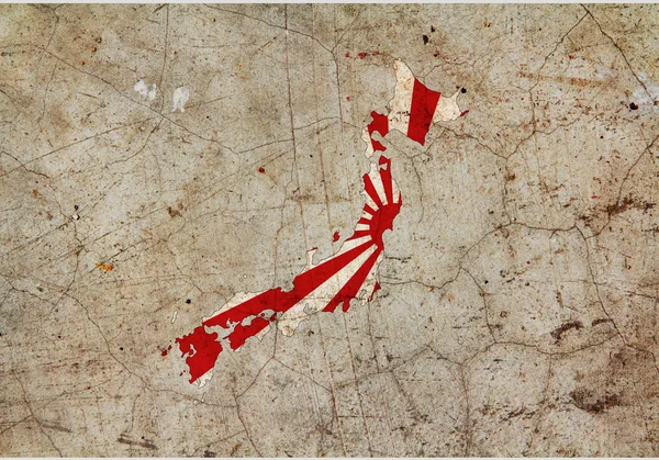 Japonia malowane mapę na ścianie cementu — Zdjęcie stockowe