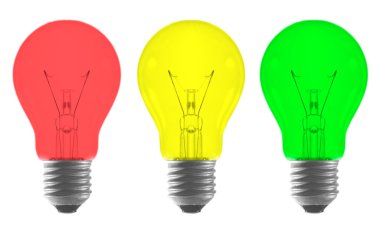 Red yellow green color light bulb clipart