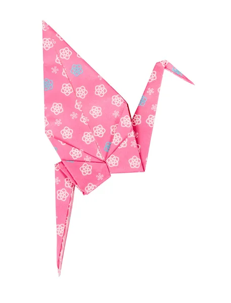 Rosa carta giapponese artigianato origami uccello — Foto Stock