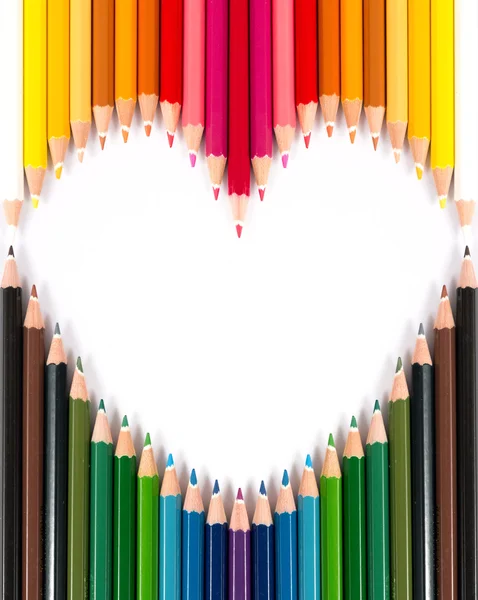 stock image Colorful pastel pencil arrange in heart shape