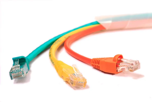 Barevné lan telekomunikační kabel rj45 — Stock fotografie
